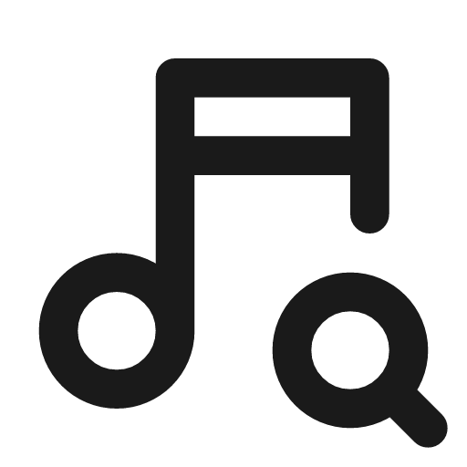 Music search icon, line style, from Tabler Icons
