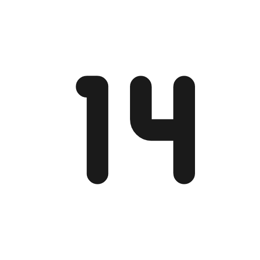 Number 14 small icon, line style, from Tabler Icons