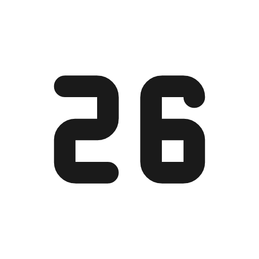 Number 26 small icon, line style, from Tabler Icons