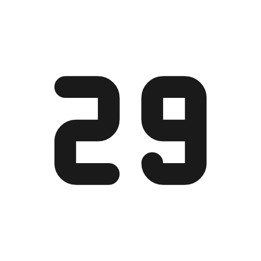 Number 29 small icon, line style, from Tabler Icons