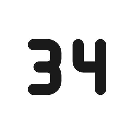 Number 34 small icon, line style, from Tabler Icons