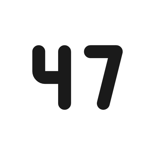 Number 47 small icon, line style, from Tabler Icons