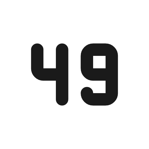 Number 49 small icon, line style, from Tabler Icons