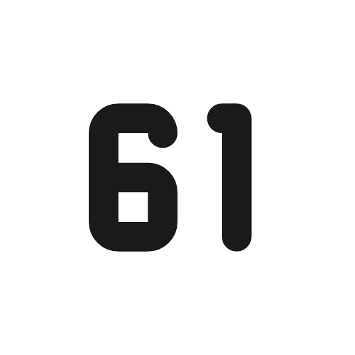 Number 61 small icon, line style, from Tabler Icons