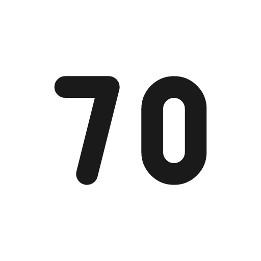 Number 70 small icon, line style, from Tabler Icons