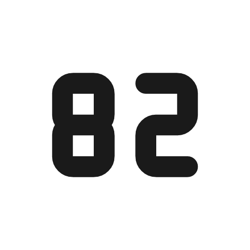 Number 82 small icon, line style, from Tabler Icons