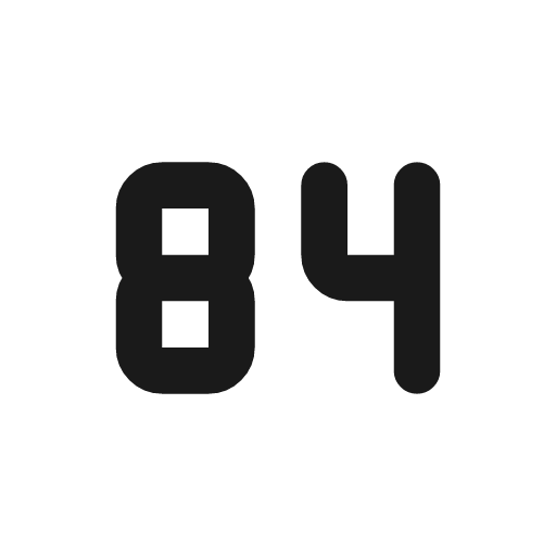 Number 84 small icon, line style, from Tabler Icons