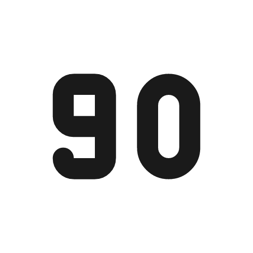Number 90 small icon, line style, from Tabler Icons