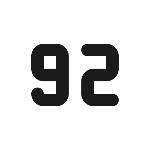 Number 92 small icon, line style, from Tabler Icons