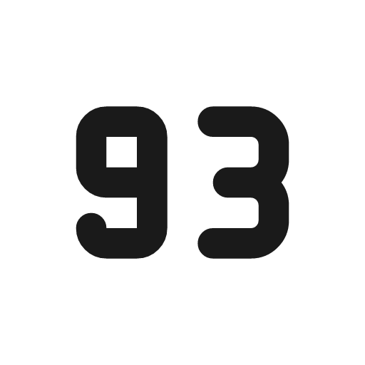 Number 93 small icon, line style, from Tabler Icons