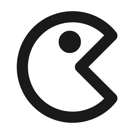Pacman icon, line style, from Tabler Icons
