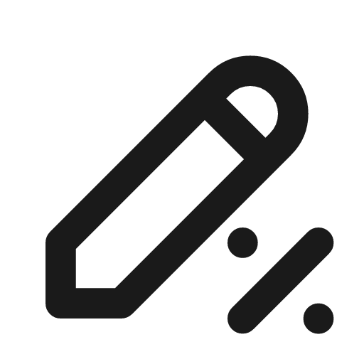 Pencil discount icon, line style, from Tabler Icons