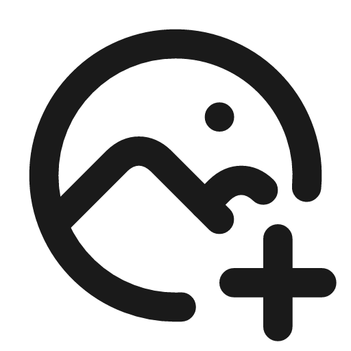 Photo circle plus icon, line style, from Tabler Icons