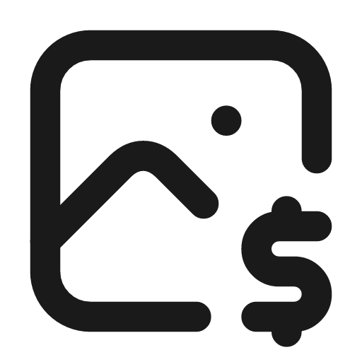 Photo dollar icon, line style, from Tabler Icons