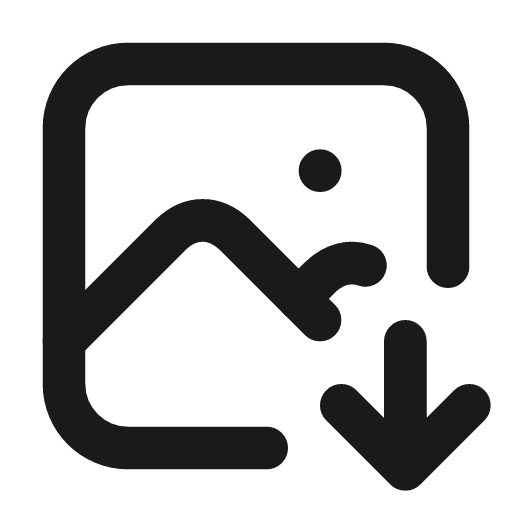 Photo down icon, line style, from Tabler Icons