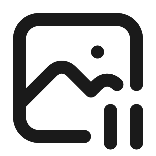 Photo pause icon, line style, from Tabler Icons