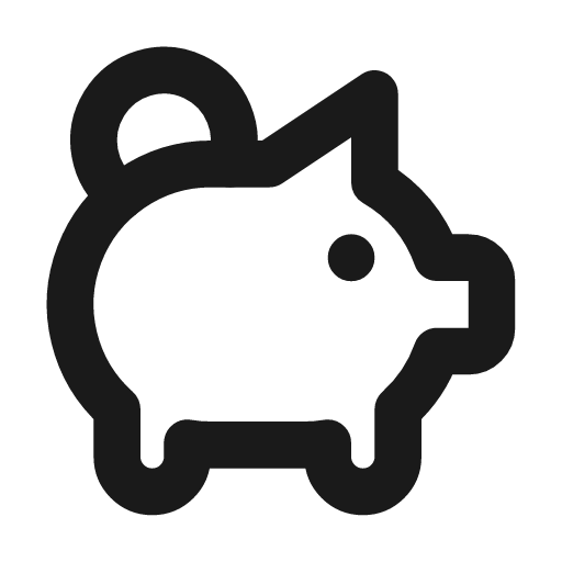 Pig money icon, line style, from Tabler Icons