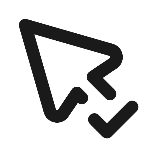 Pointer check icon, line style, from Tabler Icons