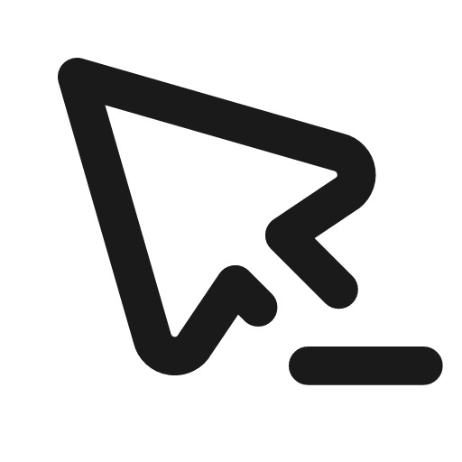 Pointer minus icon, line style, from Tabler Icons