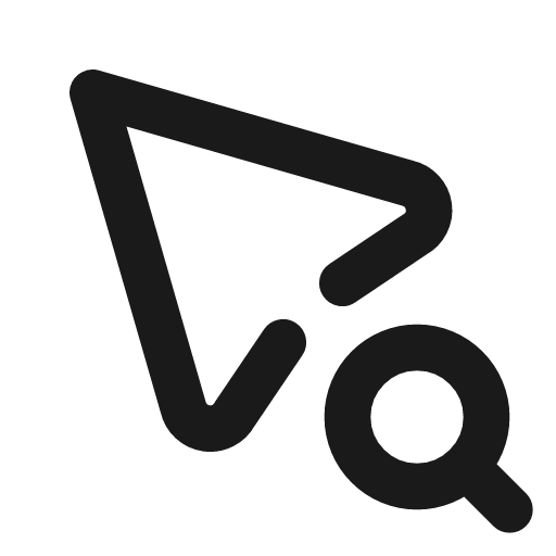 Pointer search icon, line style, from Tabler Icons