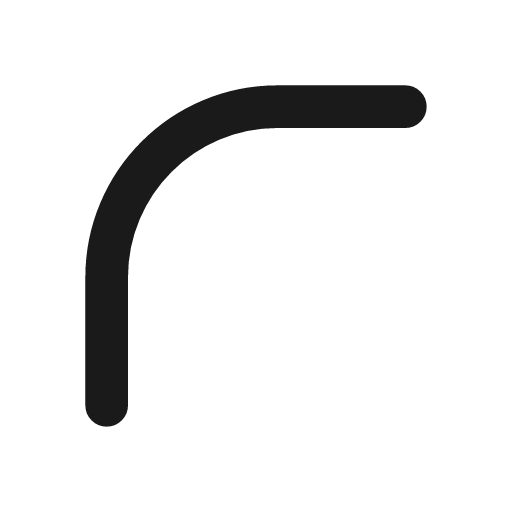 Radius top left icon, line style, from Tabler Icons