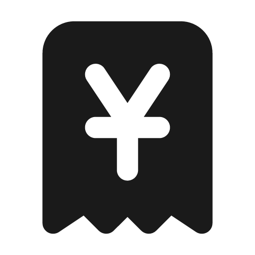 Receipt yuan filled icon, filled style, from Tabler Icons