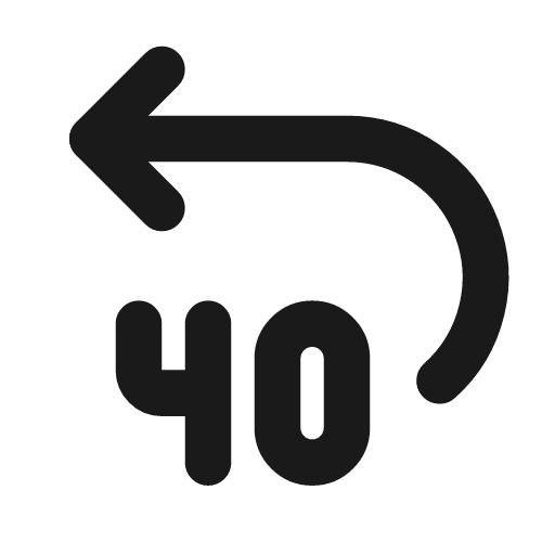 Rewind backward 40 icon, line style, from Tabler Icons