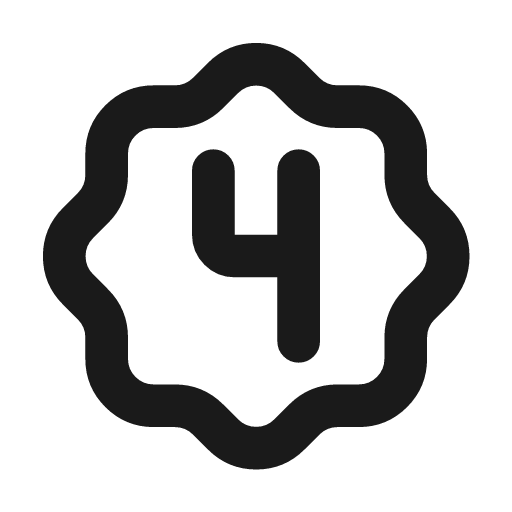 Rosette number 4 icon, line style, from Tabler Icons