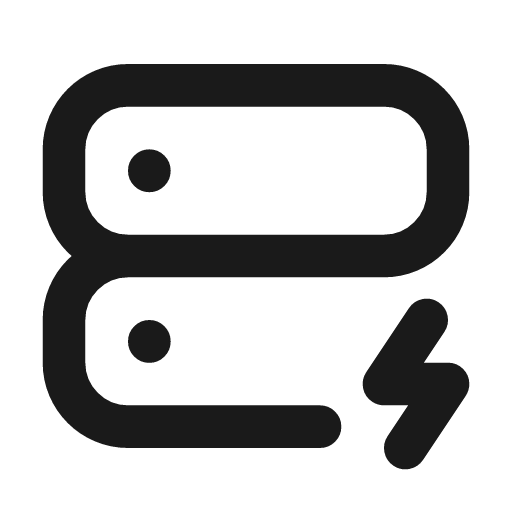 Server bolt icon, line style, from Tabler Icons