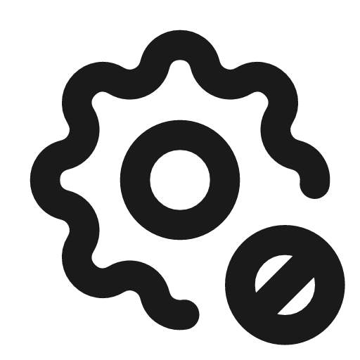 Settings cancel icon, line style, from Tabler Icons