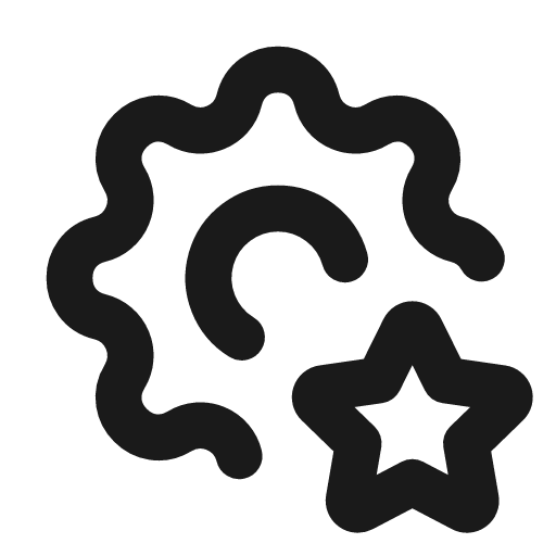 Settings star icon, line style, from Tabler Icons