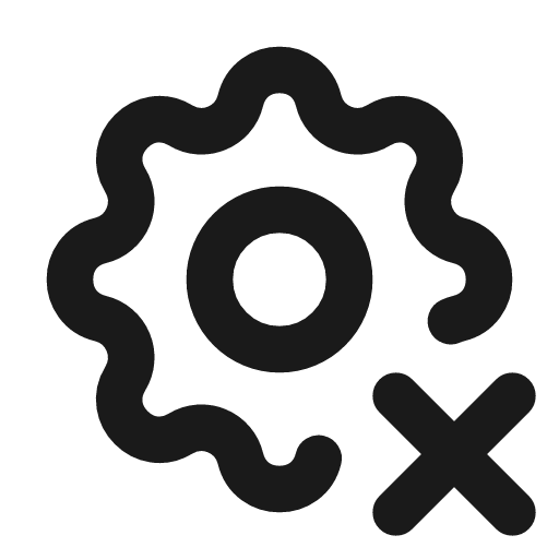 Settings x icon, line style, from Tabler Icons