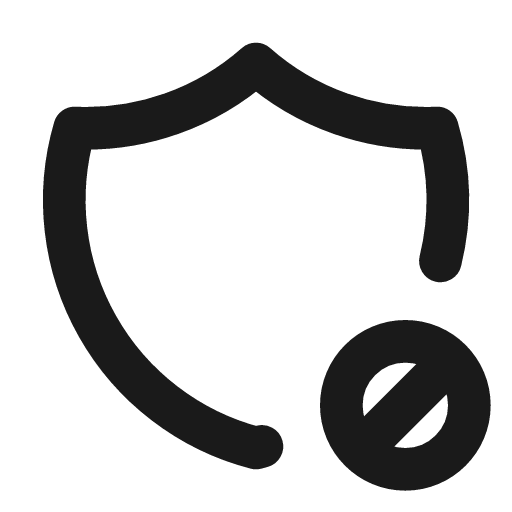 Shield cancel icon, line style, from Tabler Icons