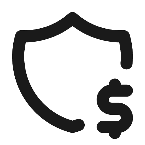 Shield dollar icon, line style, from Tabler Icons