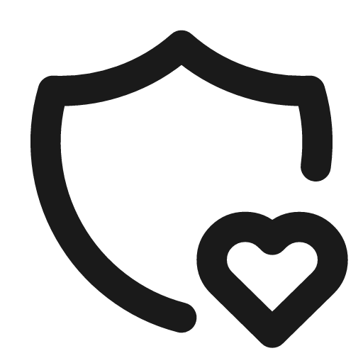 Shield heart icon, line style, from Tabler Icons