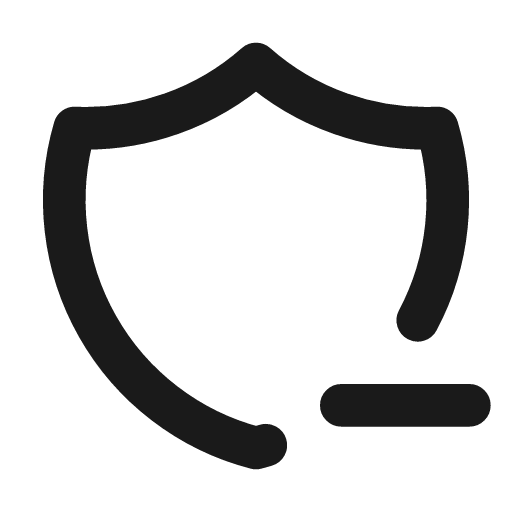 Shield minus icon, line style, from Tabler Icons