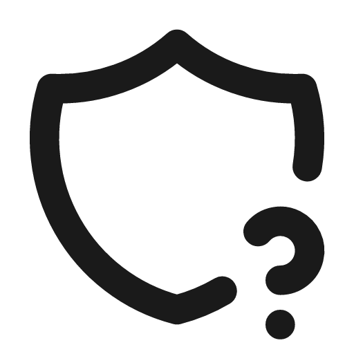 Shield question icon, line style, from Tabler Icons