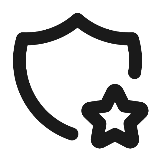 Shield star icon, line style, from Tabler Icons