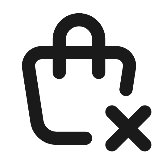 Shopping bag x icon, line style, from Tabler Icons