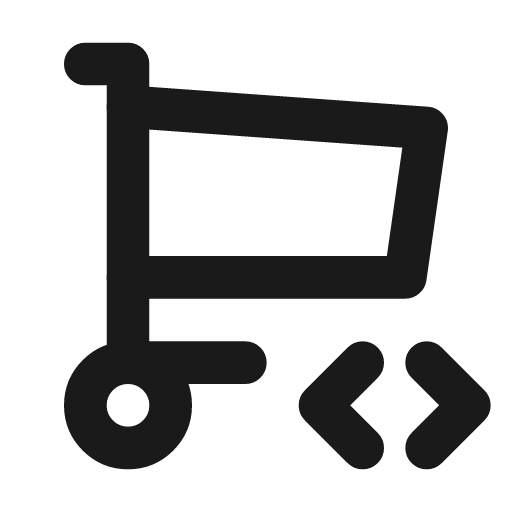 Shopping cart code icon, line style, from Tabler Icons