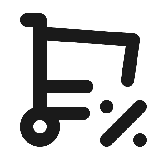 Shopping cart discount icon, line style, from Tabler Icons