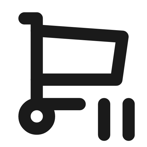 Shopping cart pause icon, line style, from Tabler Icons