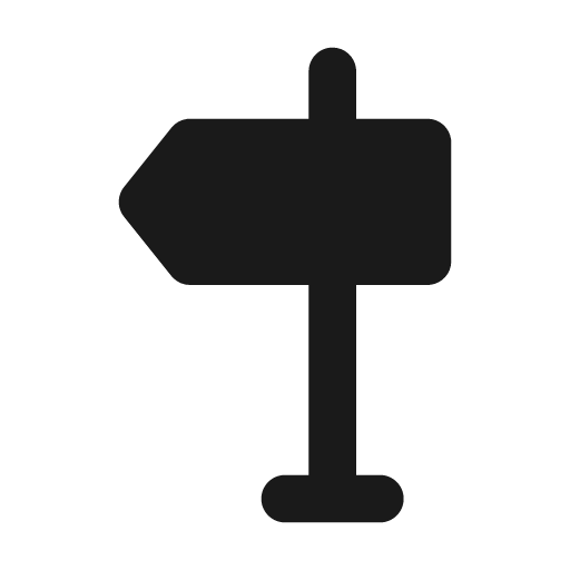 Sign left filled icon, filled style, from Tabler Icons