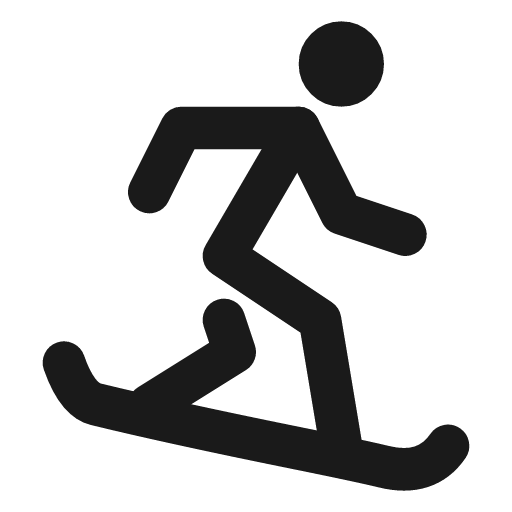 Snowboarding icon, line style, from Tabler Icons