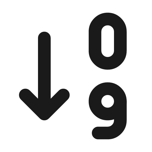 Sort ascending numbers icon, line style, from Tabler Icons