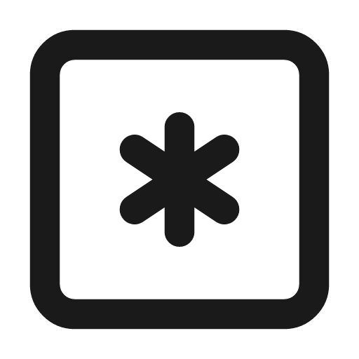 Square asterisk icon, line style, from Tabler Icons