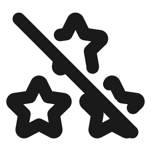 Stars off icon, line style, from Tabler Icons