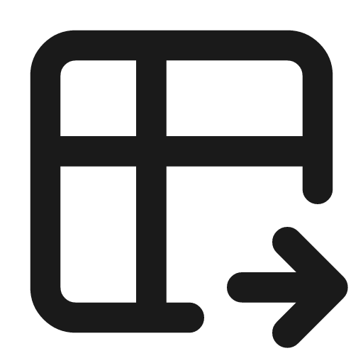 Table export icon, line style, from Tabler Icons