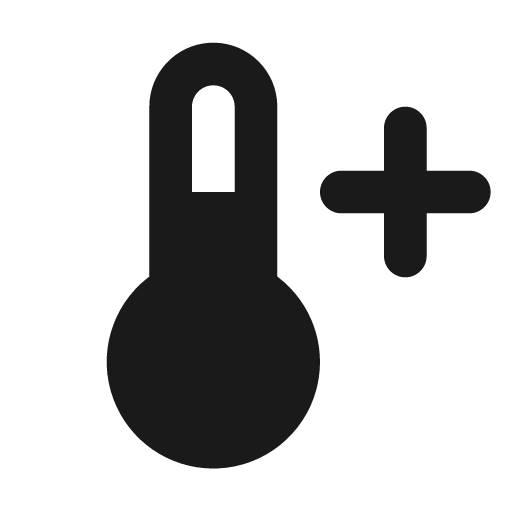 Temperature plus filled icon, filled style, from Tabler Icons
