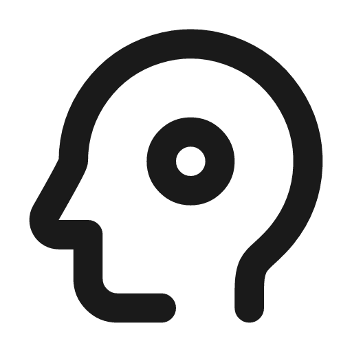 Thinking medium icon, line style, from Tabler Icons